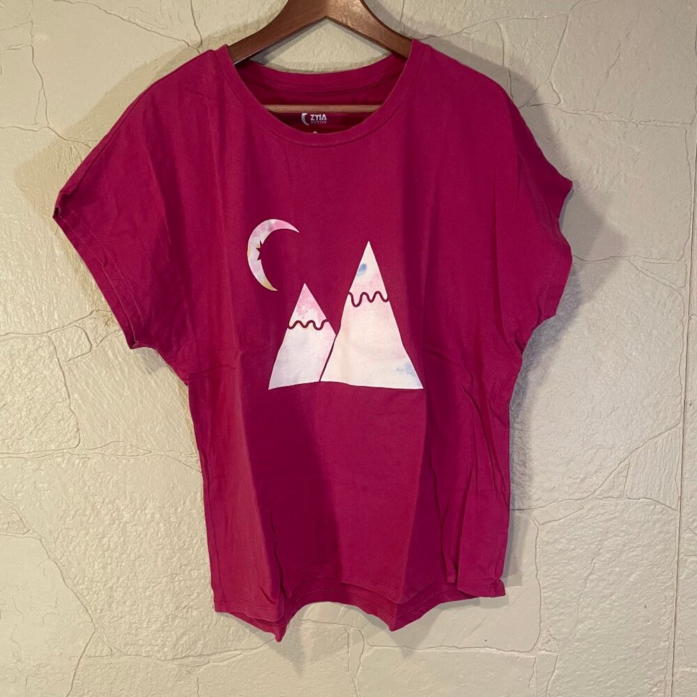 ZYIA Active - Mountain and Moon t-shirt - Raspberry/pink - Women's 3XL